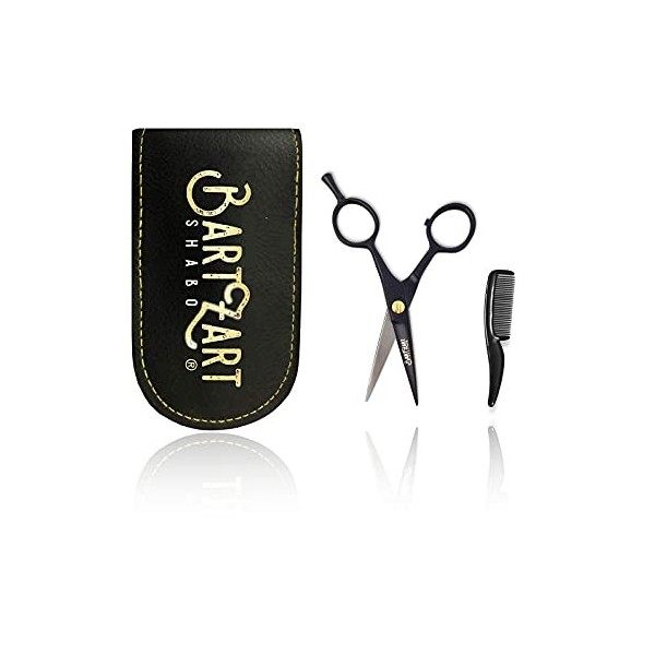 BartZart petits ciseaux à barbe avec peigne à barbe incl. Étui I ciseaux à barbe pour hommes I kit de soins de barbe parfait 