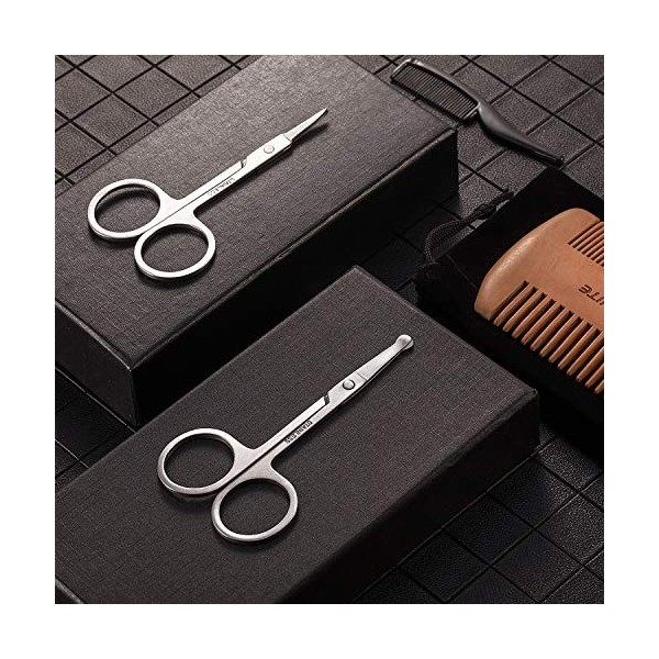 4 Pièces Ensemble de Ciseaux à Barbe, Ciseaux de Toilettage pour Homme et Peignes de Barbe de Moustache Kit de Toilettage de 