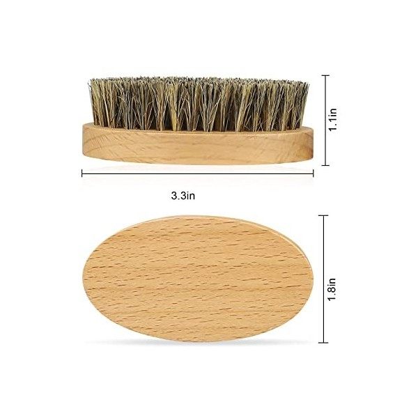 Brosse à barbe avec sac de rangement, 100% poils de sanglier pour le soin quotidien de la barbe Brosse à barbe pour homme Voy