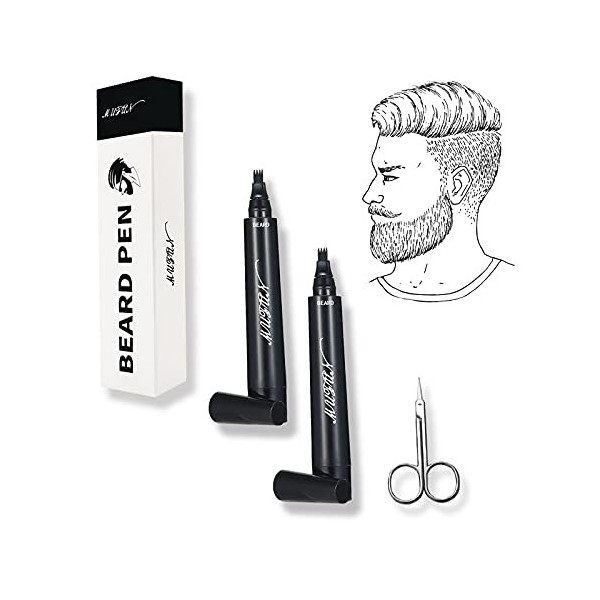 Lot de 2 crayons de barbe pour homme, couverture longue durée, finition naturelle, améliore la couleur du visage et de la bar