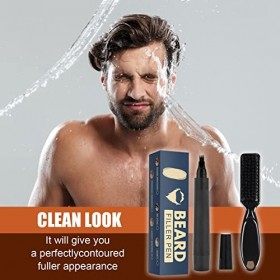 Stylo à barbe pour homme - Stylo à barbe étanche avec brosse à cheveux - Pour barbe naturelle - Multicolore en option