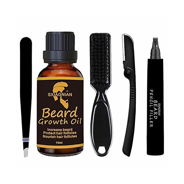 Winwon Kit de Stylo de Remplissage de Barbe,Kit de Remplissage de Stylo à Barbe étanche | La Teinture et la Brosse à Barbe Lo