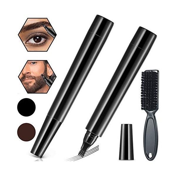 Kit De Stylo De Remplissage De Barbe,2 pièces étanche De Remplissage De Crayon De Barbe avec Brosse,Couverture De Longue Duré