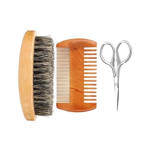 Kit de brosse de barbe, hommes visage barbe nettoyage brosse de rasage visage masseur Groooming appareil outil Beard Kit 