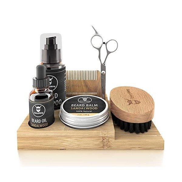 Striking Viking Kit de barbe de qualité supérieure – Kit complet de toilettage et dentretien de la barbe avec support de bar