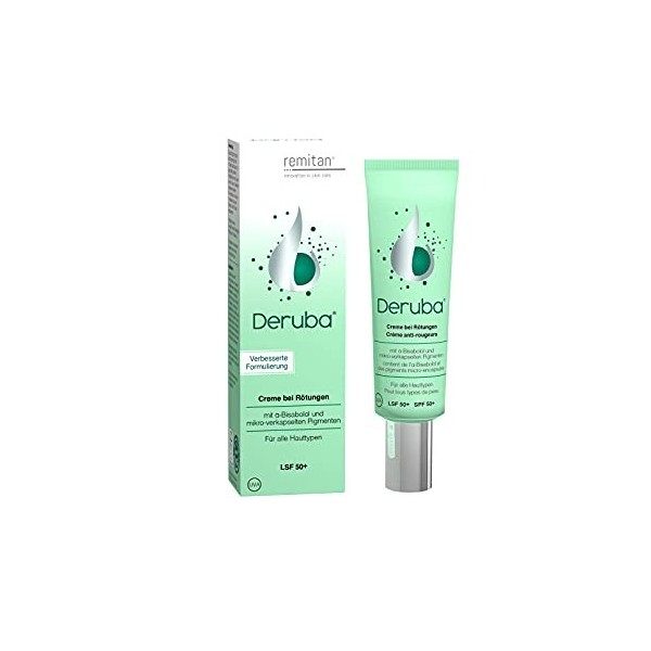 DERUBA Crème Spéciale Anti-rougeurs - 30ml Couperose - SPF50 Crème Jour et Nuit