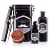 Set de soins pour barbe de grande qualité, comprenant l’huile à barbe Mr. Burton "fresh", un ciseau et un peigne pour barbe –