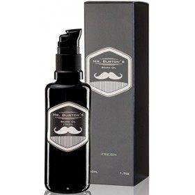 Set de soins pour barbe de grande qualité, comprenant l’huile à barbe Mr. Burton "fresh", un ciseau et un peigne pour barbe –