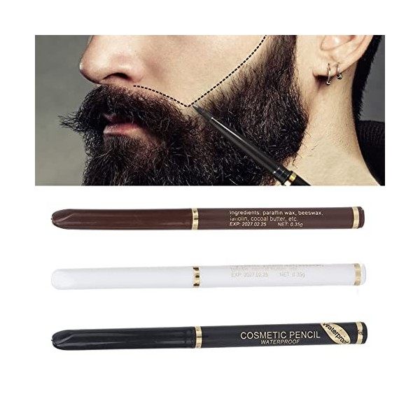 3 Pièces/ensemble Barbe Stylo Barbe Crayon Remplissage Barbier Stylo Bord Délié Trace Crayons Eau Sueur Preuve Eyeliner pour 