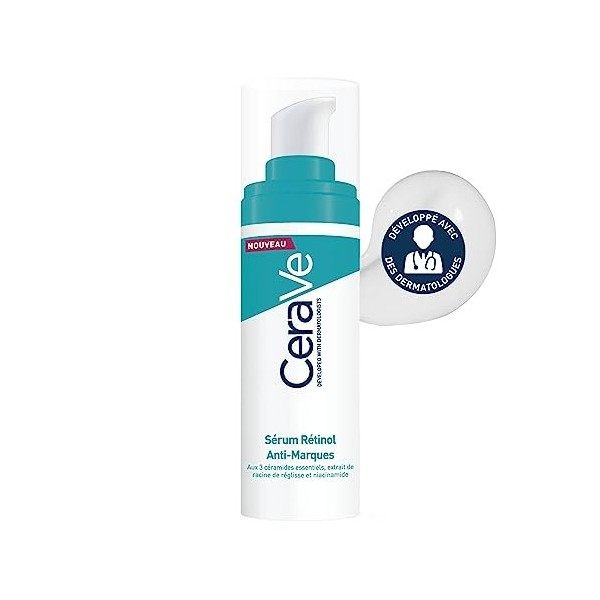 Cerave Serum Rétinol Anti Marques, Enrichi Au Rétinol Pour Peaux À Imperfections Avec Hyperpigmentation Post Inflammatoire, S...
