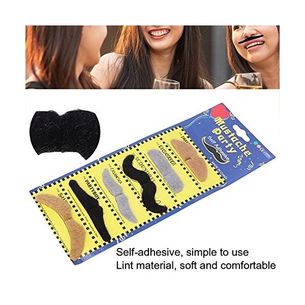 Moustache Auto-Adhésif Moustache Bâton, 6 Pièces Auto-Adhésif Nouveauté Moustache à Coller 6 Pièces Auto-Adhésif Nouveauté Mo