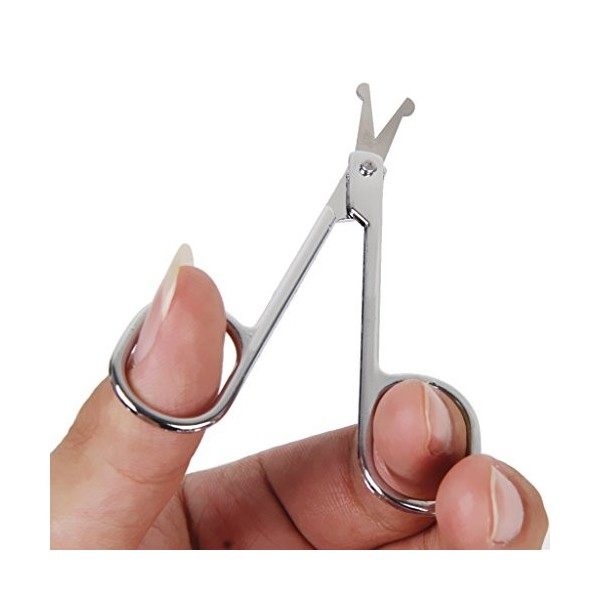 Harilla Mini Bout Rond de Sécurité de Tondeuse de Ciseaux Dépilateur de Nez de Moustache Droite