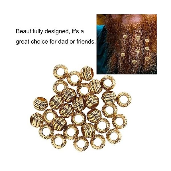 30pcs Perles de Barbe de Cheveux, Dreadlocks en Alliage de Zinc Décoration de Cheveux pour Homme Femme Cheveux Barbe Moustach