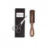 Coffret Brosse Ciseaux Kit entretien barbe Brosse en poils de sanglier Paire de ciseaux en acier inoxydable La Barbière de Pa