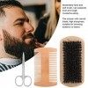 Kit de barbe, kit de croissance de barbe, kit de toilettage de barbe, brosse à barbe, peigne à barbe, ciseaux à moustache, ki