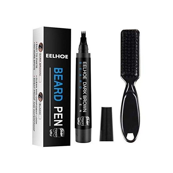 Nevay Kit de remplissage de barbe, stylo à barbe étanche, stylo de remplissage de barbe, brosse pour rehausser la barbe, mous