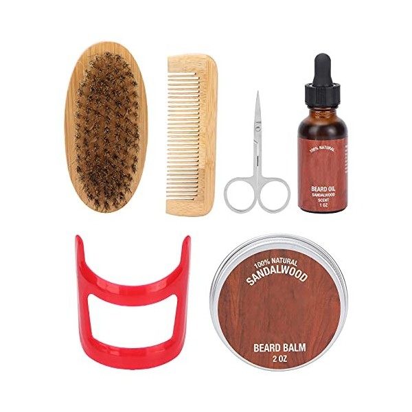 Kit de Croissance de la Barbe, Kit de Toilettage de la Barbe, Kit de Soin de la Barbe Comprenant un Peigne à Barbe Brosse à B