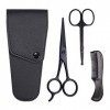 MoreChioce Ensemble de Ciseaux à Barbe,4 Pcs Kit Ciseaux de Cheveux de Nez,Peigne, Ciseaux en Acier Inoxydable et Étui de Ran