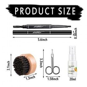 Crayon barbe homme Kit, avec brosse à barbe, spray de croissance des cheveux, pointe de rechange à deux crayons, durable anti