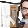 Voiakiu Kit de Mise en Forme de Barbe,Kit doutils de modelage de Barbe en Caoutchouc antidérapant pour Hommes - 3 en 1 Guide