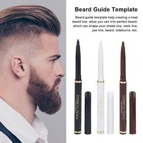 Kit de Modelage de Barbe, 4 Pièces pour Homme Barbe Styling Pencil Set Guide Template Waterproof Durable Beard Filler Pen, Be