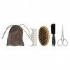 Kit de Barbe Professionnel, Kit de Toilettage de Barbe avec Moustache Ciseaux Moustache Peigne Brosse Sac de Rangement Rétro 