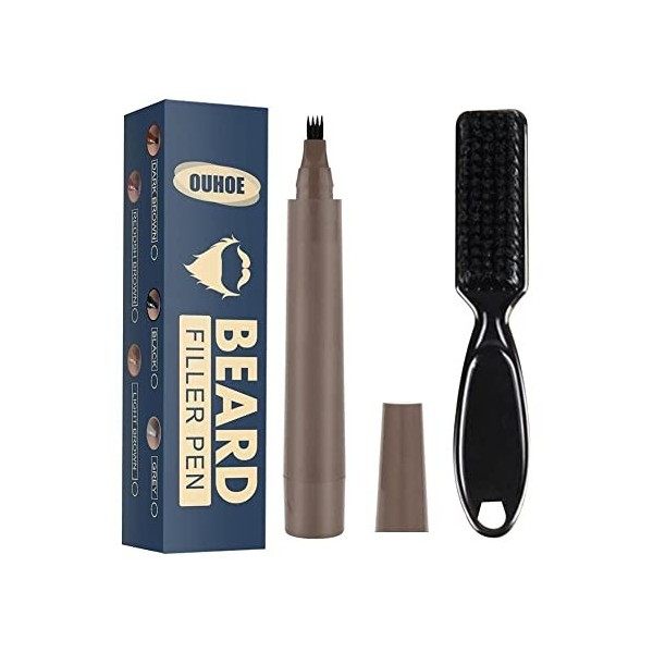 Kit de stylo de remplissage de barbe - Brosse à cheveux étanche - Crayon à cheveux - Moustache - Stylo de remplissage E5A2 - 