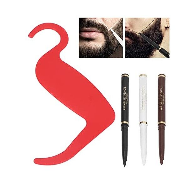 Kit de mise en forme de barbe, kit doutils de barbe trois couleurs aspect naturel reconstituant une barbe épaisse durable