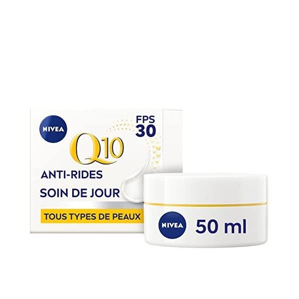 NIVEA Q10 Power Soin de Jour Anti-Rides +Fermeté FPS15 1x50ml , crème anti-âge enrichie en Q10 & avec 10X plus de créatine, ...