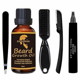 Ocobetom Peinture à Barbe, Kit de modelage de Barbe étanche, Outil de Doublure de Barbe à Effet Durable Stylo à Barbe Longue 