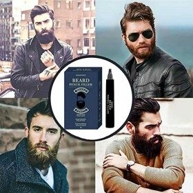 Huaxingda Stylo de Remplissage de Barbe,Kit de Remplissage de Stylo à Barbe étanche | Stylo à Barbe Longue durée et Brosse à 