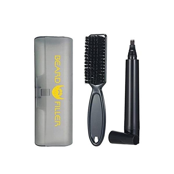 Fencelly Kit de remplissage de crayon à barbe pour homme – 4 pointes de remplissage de crayon de barbe, rehausseur de barbe, 