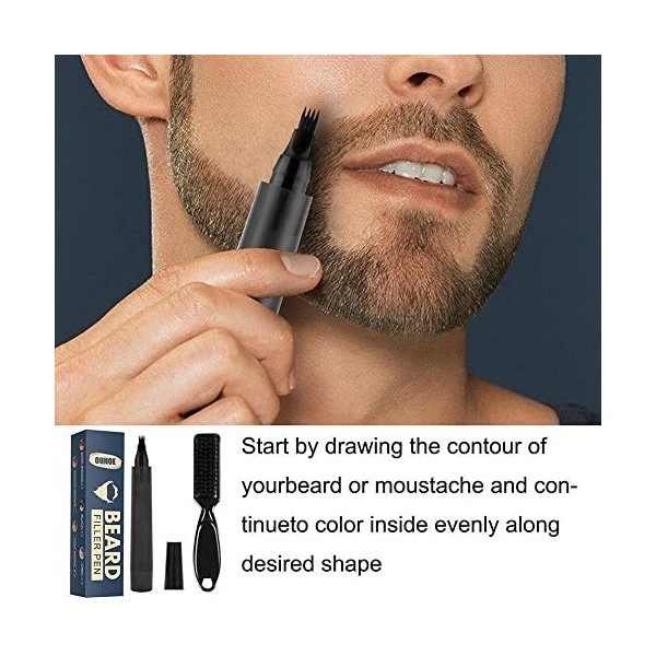 Kit stylo de remplissage de barbe avec brosse pour homme et moustache