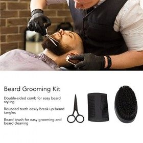 Kit de Barbe pour Hommes Kit de Toilettage de Barbe Ensemble de Barbe avec Peigne de Style Barbe Ciseaux de Coupe en Acier In