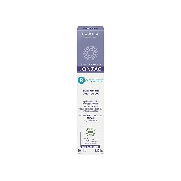 Eau Thermale Jonzac | Soin Riche Onctueux - Rehydrate | Hydratation 24h – Protège, Fortifie | Activateur d’hydratation | Peau