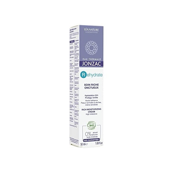 Eau Thermale Jonzac | Soin Riche Onctueux - Rehydrate | Hydratation 24h – Protège, Fortifie | Activateur d’hydratation | Peau