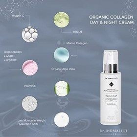 Creme Hydratante Visage Collagene et Acide Hyaluronique BIO 100ml, Rétinol, Vitamine C+E, Oligopeptides, Aloe Vera, Huile de ...