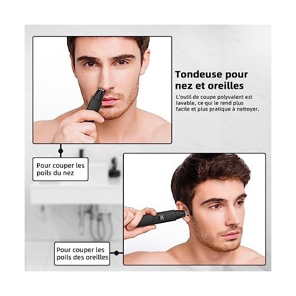 Tondeuse Nez, USB rechargeable Tondeuse électrique pour le nez et les oreilles,Tondeuse à sourcils indoloreet professionnelle