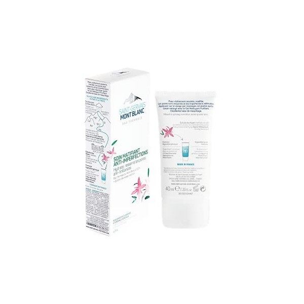 Saint-Gervais Mont Blanc - Soin Visage Matifiant Anti-Imperfections pour Peaux Mixtes à Grasses - 40 ml Crème Jour et Nuit