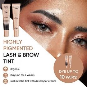 Lomansa Teinture pour Cils et Sourcils, Kit Teinture Cils Noir, Coloration Volumineuse Instantanée, Tint Rapide et Facile pou