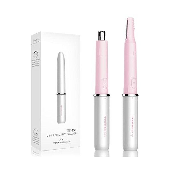 TOUCHBeauty Tondeuse Electrique Pour Sourcils, Oreilles et Nez, Tondeuse 2 en 1 pour Femmes et Hommes, Couper sans Douleur le