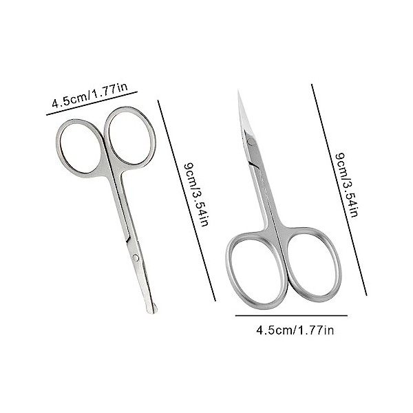 Tadipri Lot de 4 petits ciseaux à sourcils et poils de nez, barbe, moustache, cils, ongles, ciseaux de toilettage pour homme 