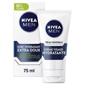 NIVEA MEN Peau Sensible Soin Extra Doux 1 x 75 ml , crème hydratante pour la peau sensible et irritée, soin homme hydratant ...