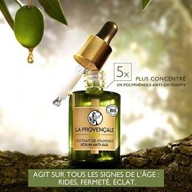 La Provençale Bio – L’Extrait de Jouvence Sérum Anti-Âge – Acide hyaluronique et Huile, Pulpe d’Olive Bio & Feuilles d’Olivie...