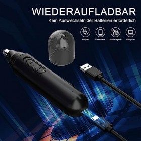 Tondeuse nasale rechargeable USB 2 en 1 - Tondeuse à poils nasaux et oreilles - Étanche IPX7 - Double lame professionnelle - 