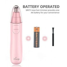 Smity Tondeuse à sourcils professionnelle indolore pour homme et femme avec lames à double tranchant à piles et lumière LED i