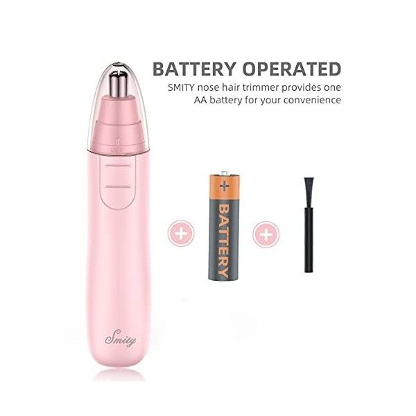 Smity Tondeuse à sourcils professionnelle indolore pour homme et femme avec lames à double tranchant à piles et lumière LED i