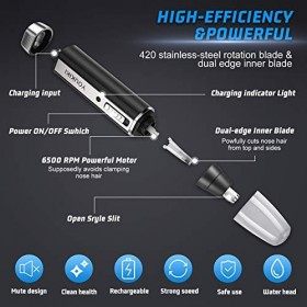 Tondeuse nez et oreilles rechargeable, sourcils et visage indolore professionnelle pour homme et femme, tondeuse avec lames e