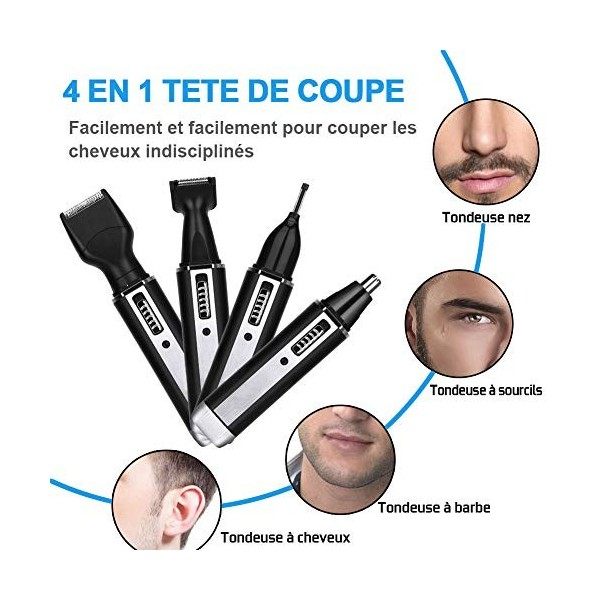 Tondeuse nez oreilles homme，CHXUZSU mise à niveau 4-en-1 tondeuse nez et oreilles，qui élimine précisément les poils dans la z