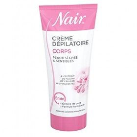 NAIR - Crème Dépilatoire Corps spécial Peaux Sèches & Sensibles, aux Extraits de Fleur de Cerisier & dHuile de Riz, Formule 